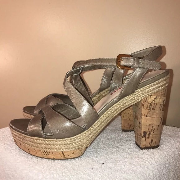 Prada Shoes - 💰Price⬇️PRADA Platform cork Juke Heels Sz 40